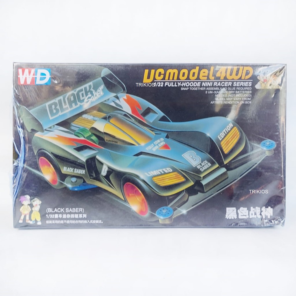 Rep. Tamiya Mini 4wd Merk DD Ruize Black Saber Super 1 Chassis