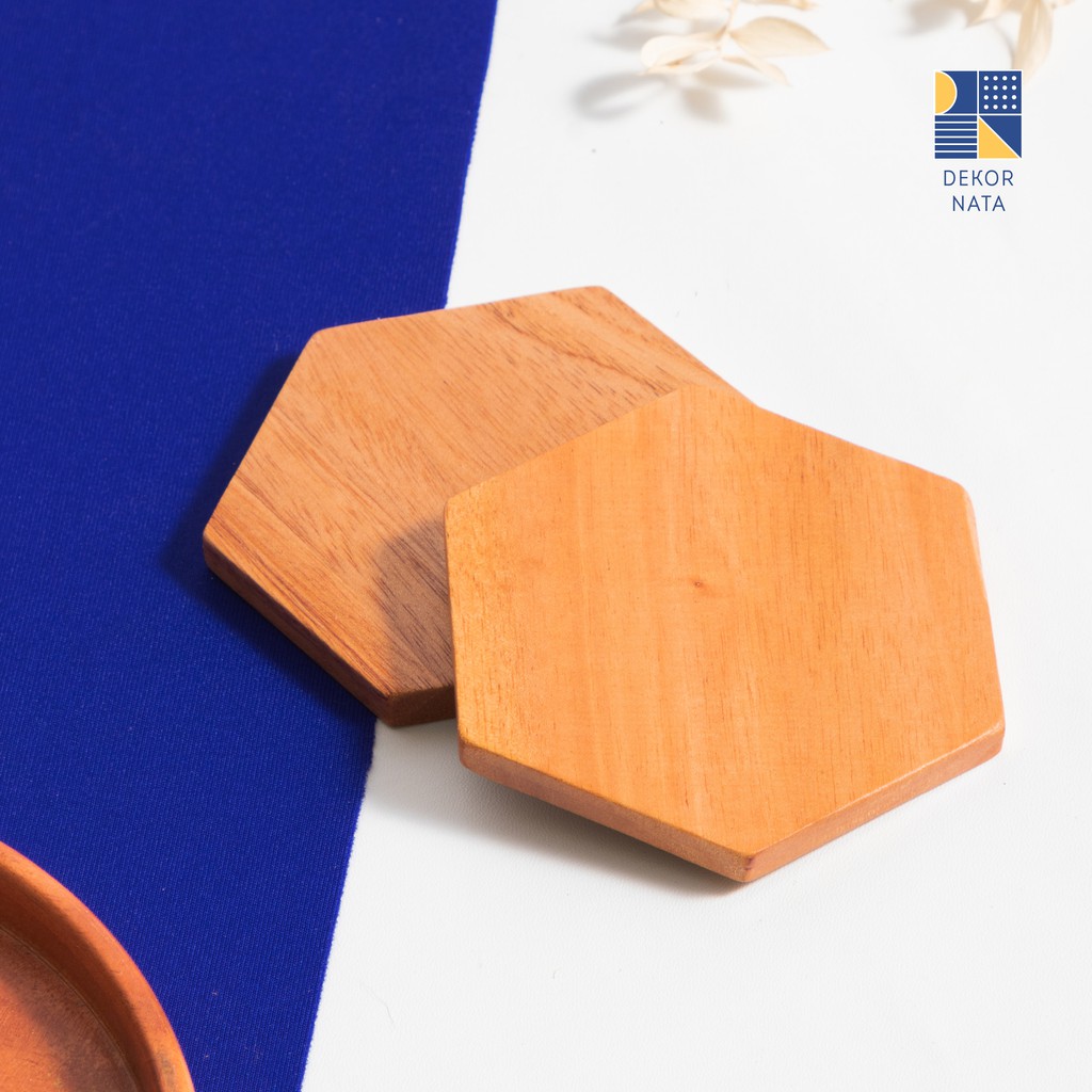 

Dekornata Natural Hexagon Wood Coaster / Tatakan/Alas Gelas Kayu