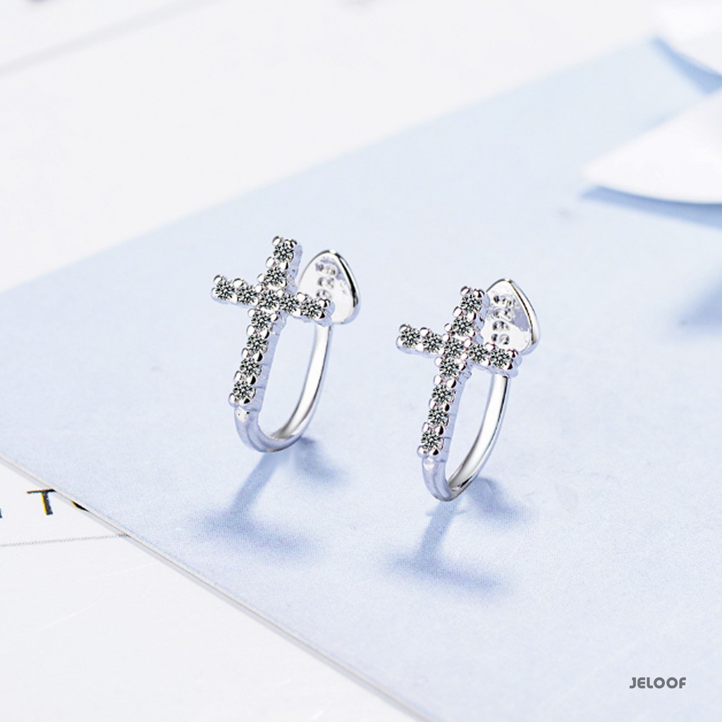 Jeloof Anting Salib BRIELLE | Jepit | Adjustable Size Ukuran Dapat Diatur | Anting Wanita Anting Fashion