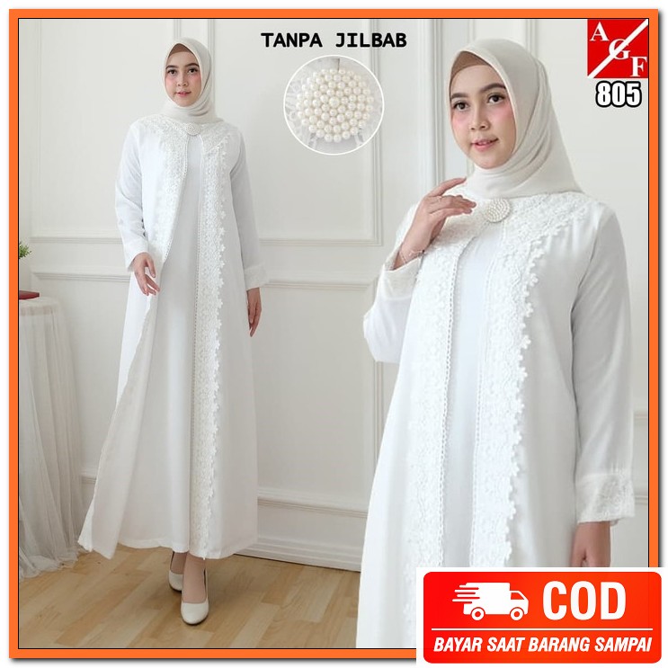 Reeva Syari Syakira Gamis Terbaru2021 Lebaran Wanita Remaja Kekin BX397 Baju Gamis Wanita Putih / Mu
