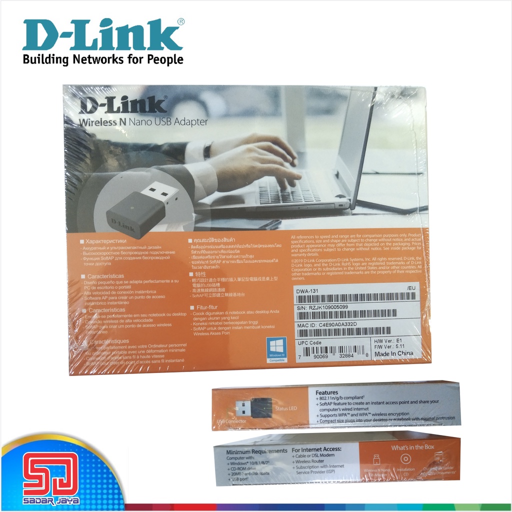 D-Link DWA 131 Wireless N300 Nano USB Wifi Adapter Penerima / Penangkap Wifi