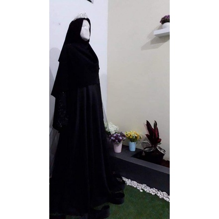 set gaun walimah hitam syari ndahlia hijab