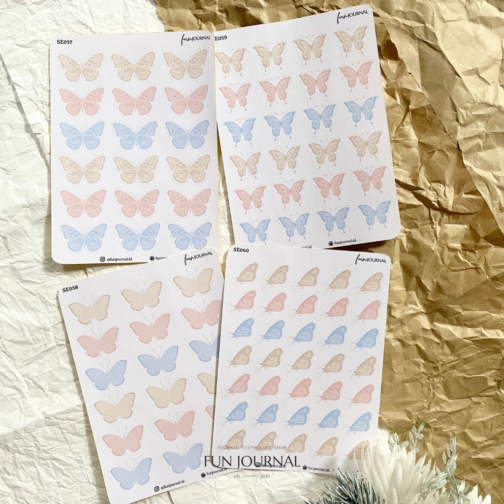 

BUTTERFLY SOFT COLOUR STICKER STIKER SHEET UNTUK JURNAL JOURNAL PLANNING PLANNER SCRAPBOOK DIY