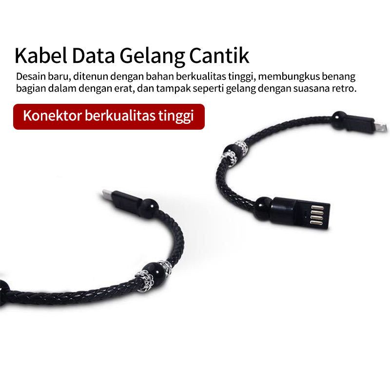 Kabel Data Micro USB Tipe Android / Apple C Model Gelang