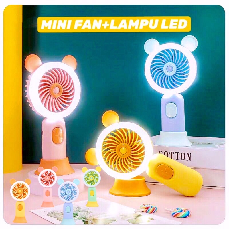 Kipas mini led tangan usb portable charger / mini fan l3d light /