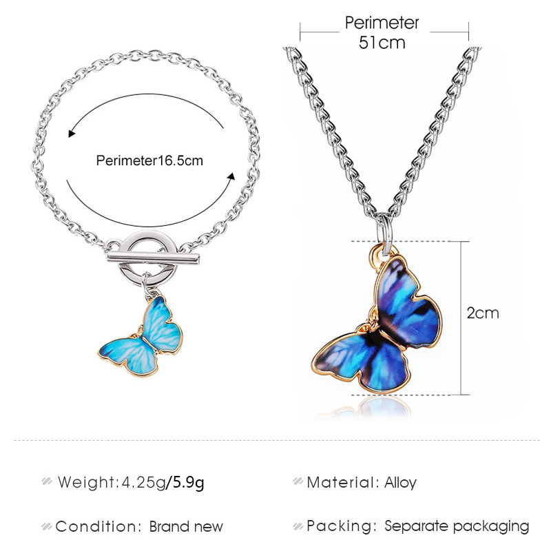 New Summer Fashion Butterfly Necklace Ins trend Personality Simple Pendant Girlfriends Couple Bracelet Clavicle Chain