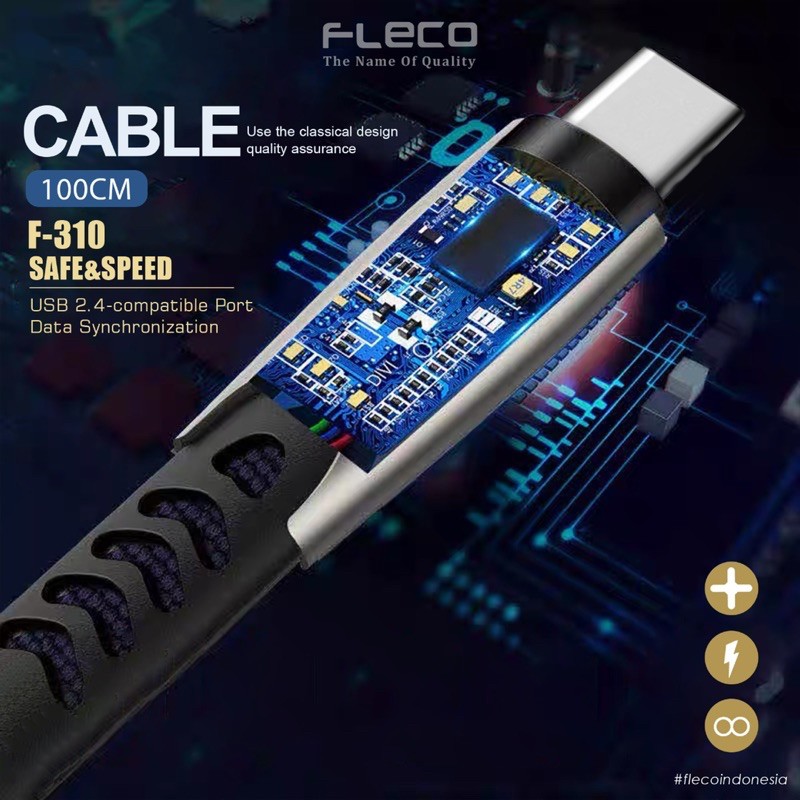 PROMO KABEL DATA FLECO F310 MICRO / TYPE C FAST CHARGING ORIGINAL SAFE SPEED NEW GAMING CABLE