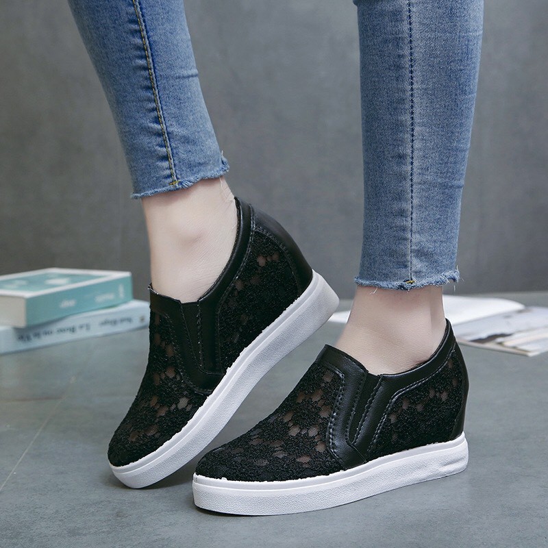 ( AMOUR ) Sepatu Wedges Wanita Brokat Korea Fashion Import Simple 806