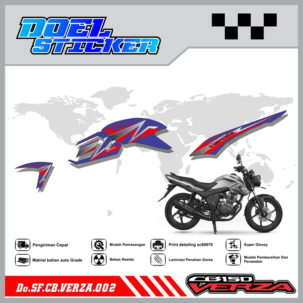 STICKER STRIPING CB VERZA 150 - STICKER STRIPING LIST VARIASI HOLOGRAM , CROME CB VERZA 150 DOEL 002