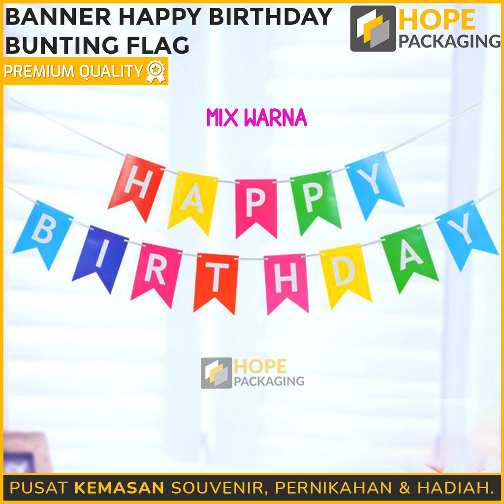 Banner Happy Birthday SEGI LIMA / Bunting Flag Ulang Tahun Tulisan Gold Pastel HIjau Biru / Cheap Banner