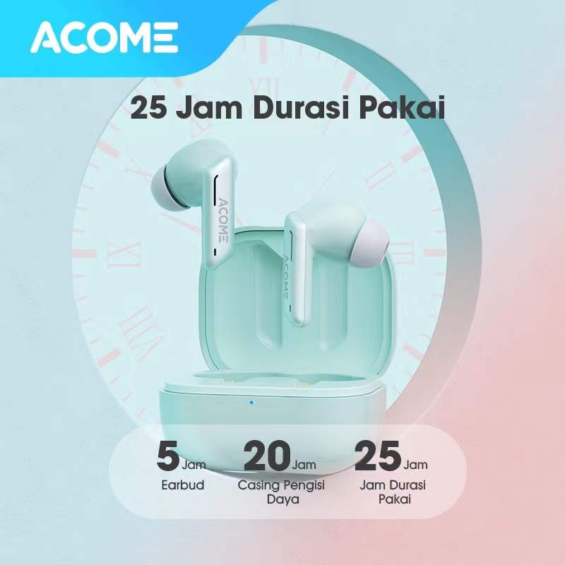 TWS ACOME T6 Earphone Bluetooth True Wireless Earbuds Headset Bluetooth 5.3 - Garansi Resmi 1 Tahun