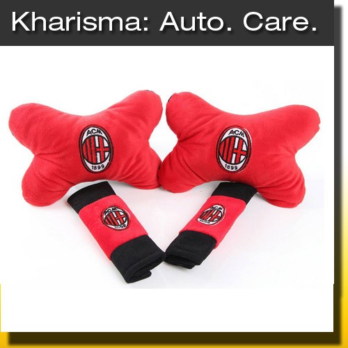 DISKON Car Set Aksesoris Interior Bola Bantal Mobil AC Milan 2 in 1 (CS2)