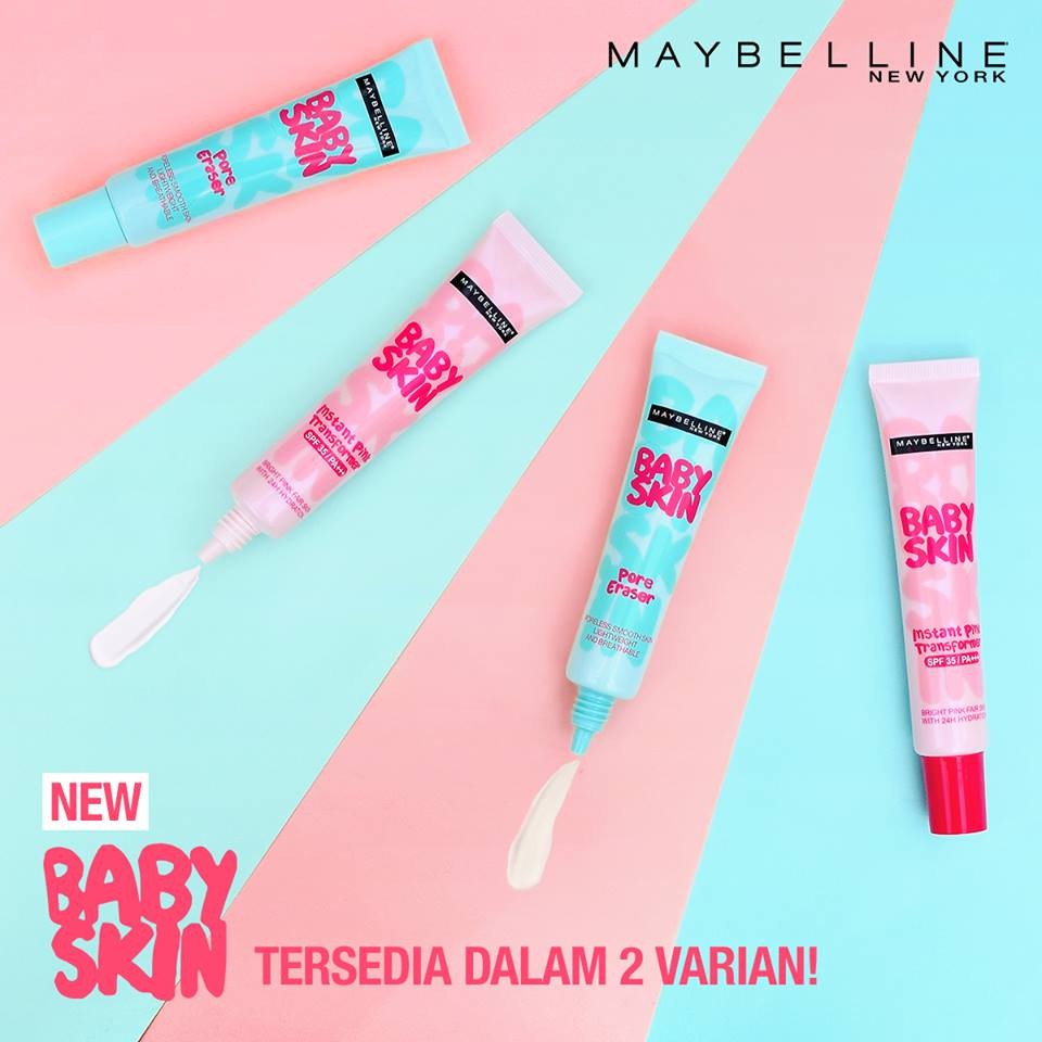 MAYBELLINE Baby Skin Pore Eraser dan Instant Pink Transformer | Primer Wajah Base Makeup by AILIN