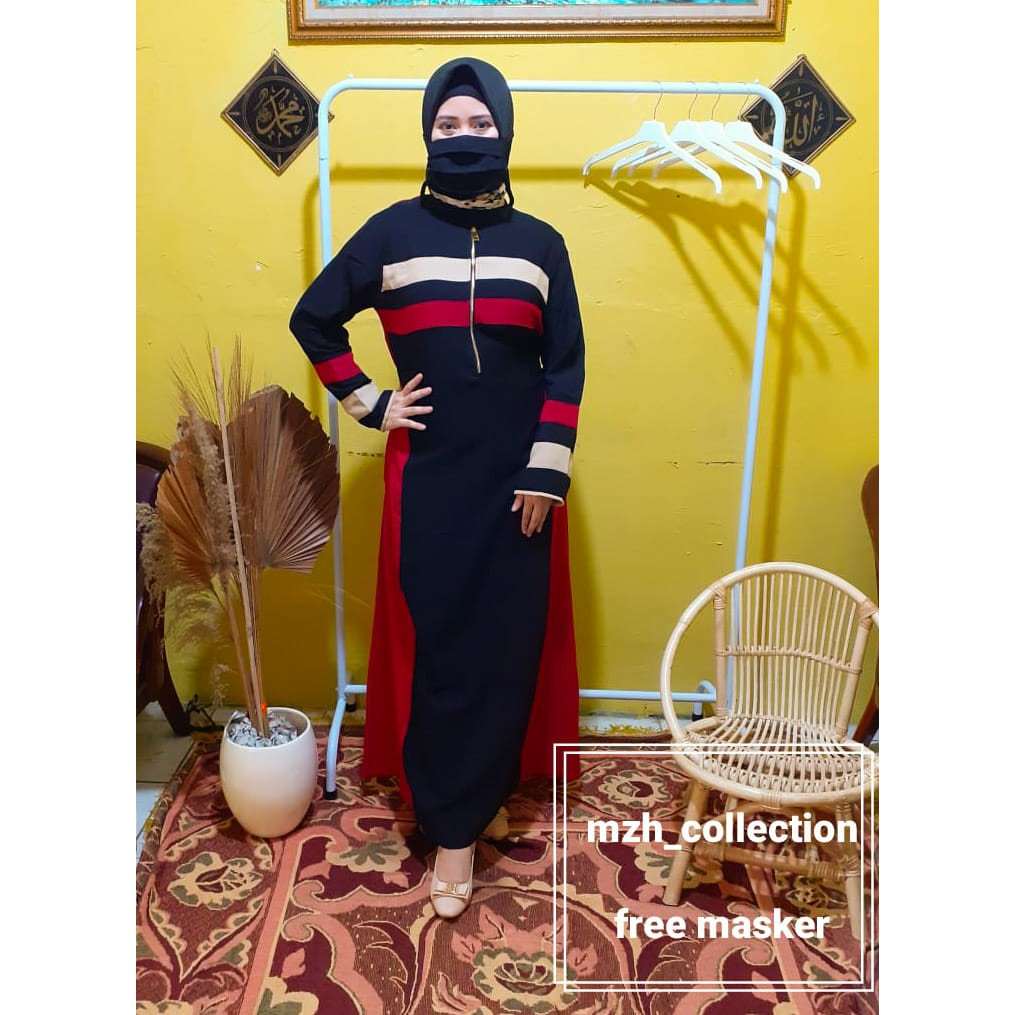 gamis / dress wollcrepe mix jetblack