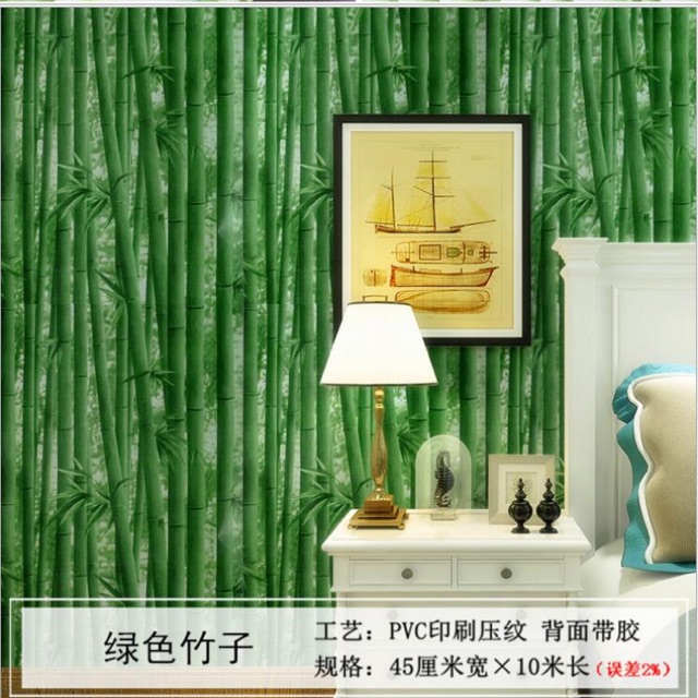 Wallpaper Dinding BAMBU HIJAU TUA 3D