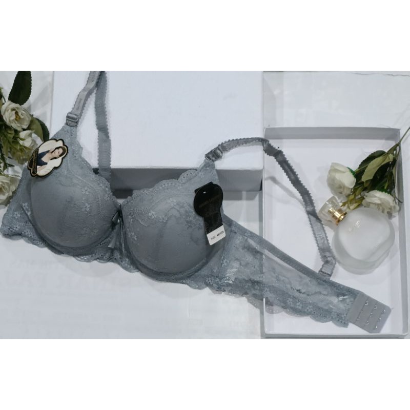 BRA WANITA JUMBO BH FASHION KAWAT BUSA TIPIS KAIT 3 Size 36-46 art 182#-Abu
