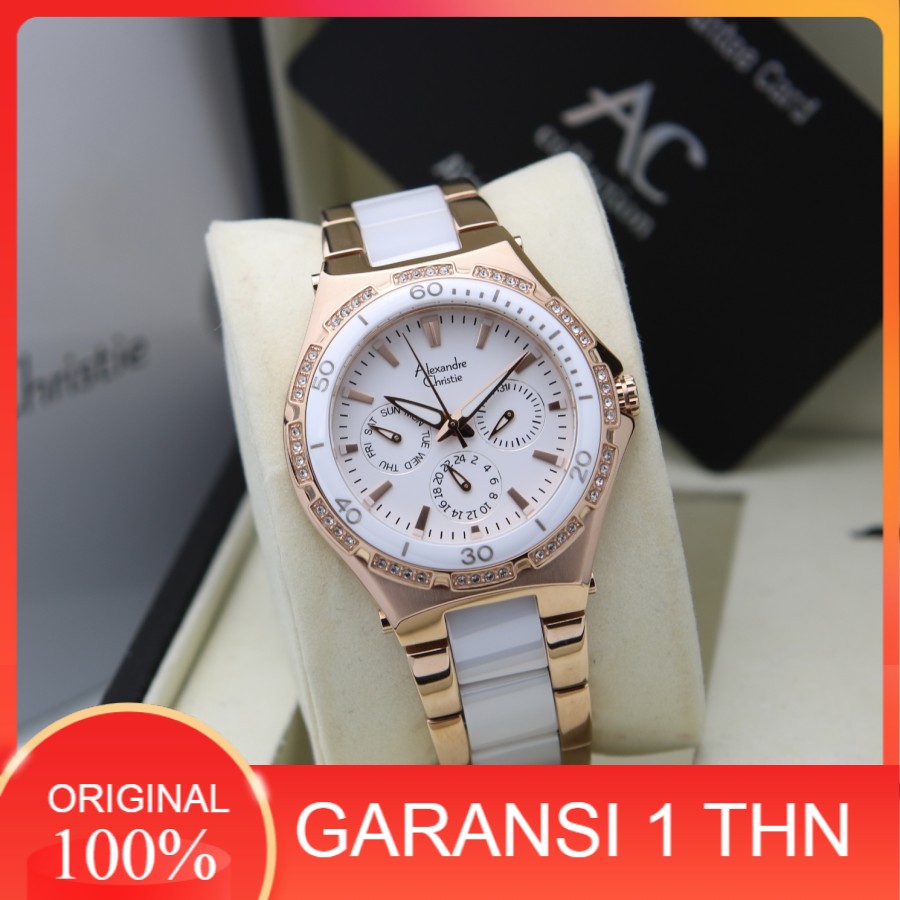 JAM TANGAN WANITA ALEXANDRE CHRISTIE AC 2294 AC2294 ROSEGOLD WHITE ORIGINAL