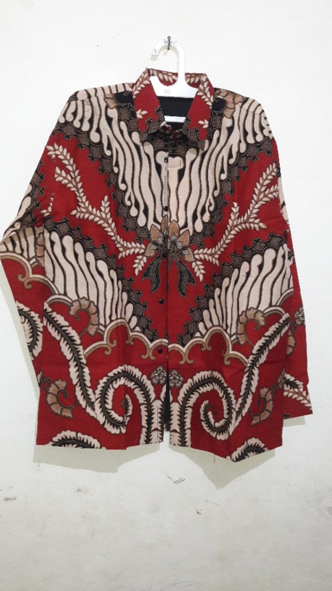 Tadakara Merah Kemeja Batik Pria Full Furing Bahan Katun Halus Baturaden