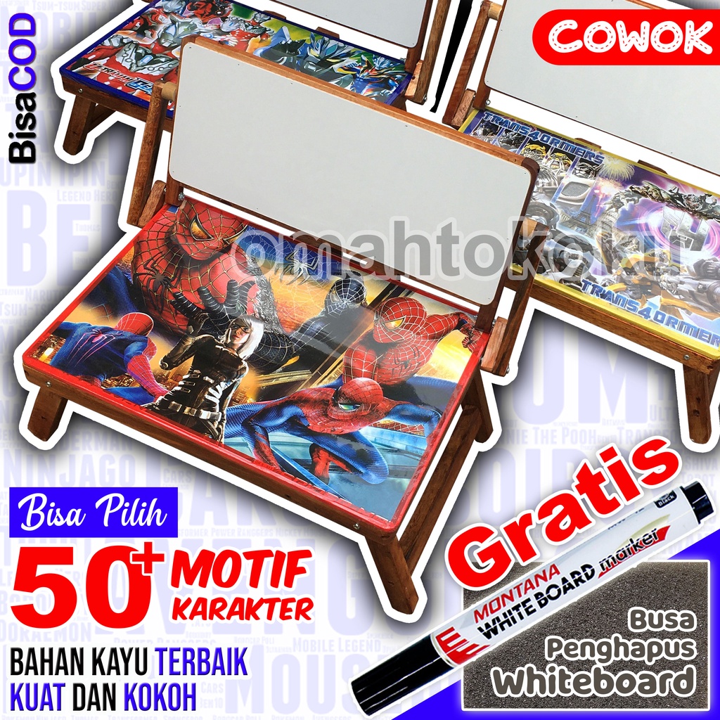 

Motif Cowok Laki laki Meja Belajar Lipat White Board Bonus Spidol Omahtokoku