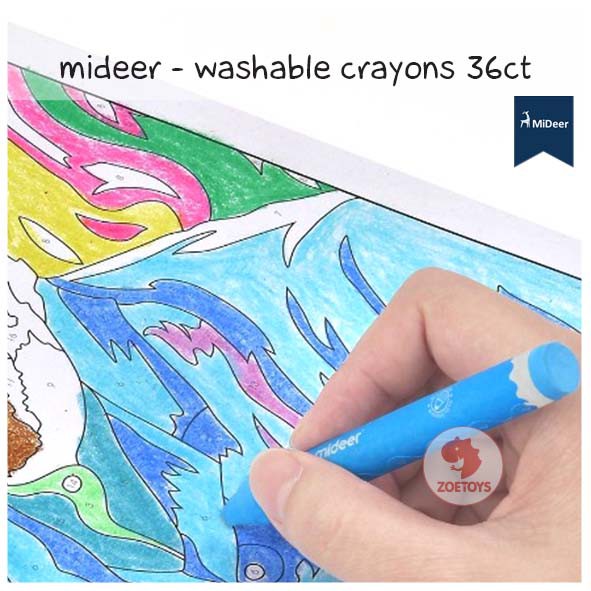 Zoetoys Mideer - Washable Crayons 12 ct. 24 36 warna colors | Peralatan Mewarnai | Nontoxic Crayons | Cari Kado | Cari Kado Natal