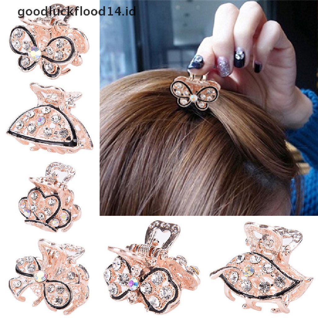 [OOID] Lovely Mini Crystal Rhinestone Plastic Butterfly Hair Claw Jaw Clip Clamp Pin  ID
