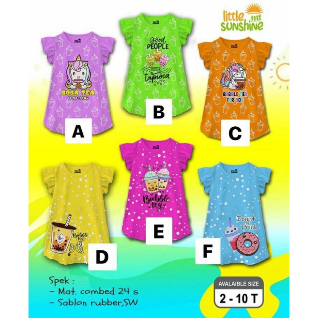 Dress boba/dress little sunshine/dress anak perempuan boba