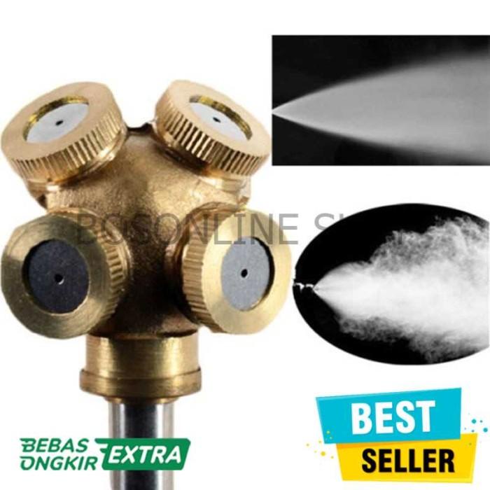 Sprinkler Water Mist Sprinkler Kabut Embun Spray Nozzle Air Irigasi Taman 4Holes