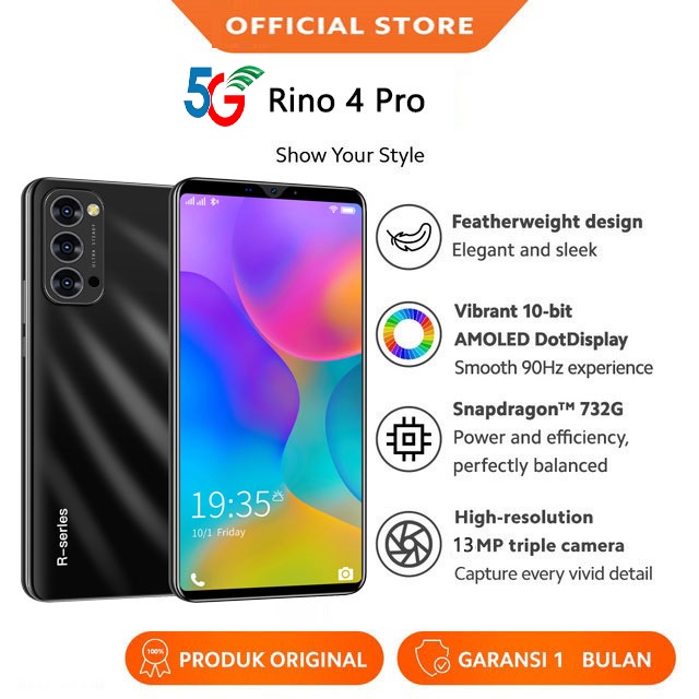 Reno4 Pro Android Handphone HD Screen hp Smartphone 5.8 Inci Layar Ram 4GB Rom 64GB