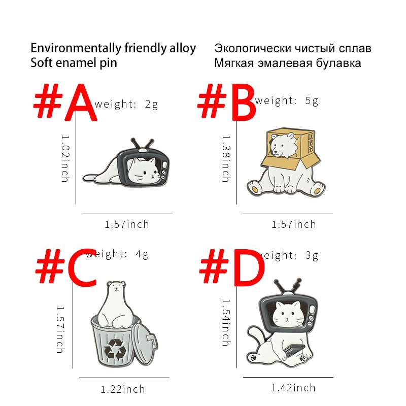 Bros Pin Enamel Desain Kartun Hewan Kucing / Tv / Beruang Untuk Hadiah