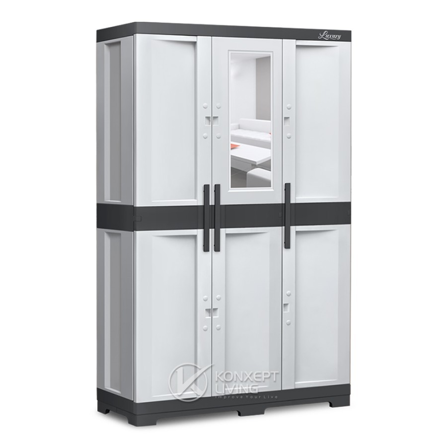 Lemari Plastik Luxury 3 Pintu + Kaca - Tabitha