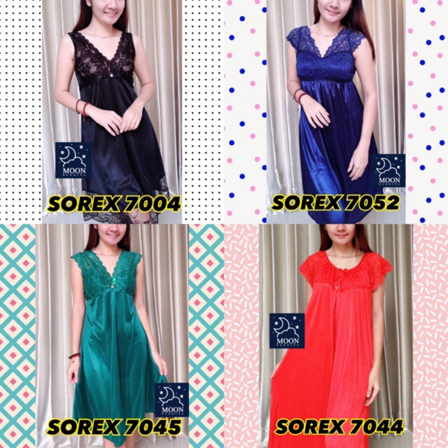 Sorex Exclusive Premium Baju Tidur Dress Daster Satin Night Gown Sorex 7004 7044 7045