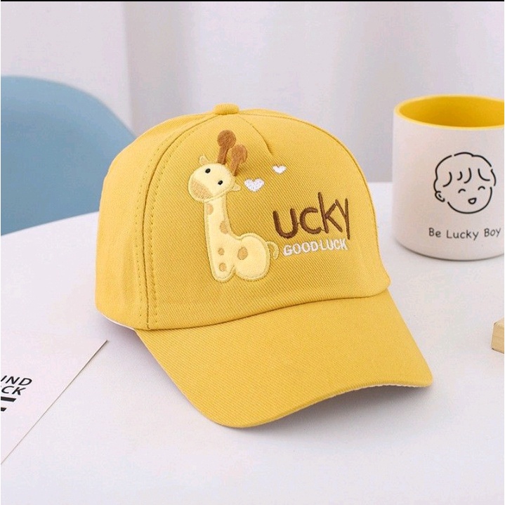 Topi Base Ball Anak Lucky Good  Topi Anak Baseball - Topi Anak Bordir Motif Karakter Lucu - Topi Anak Unisex