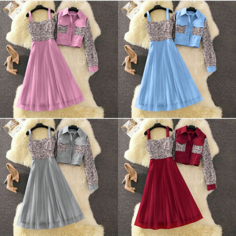 SET GAMETIA 2IN1/ GUARDIAN SET DRESS wanita korean style terbaru / pakaian wanita / dress REMAJA / dress TUTU GAMETIA