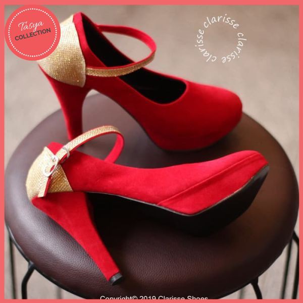 HEELS GLAMOUR MERAH / SEPATU PESTA WANITA