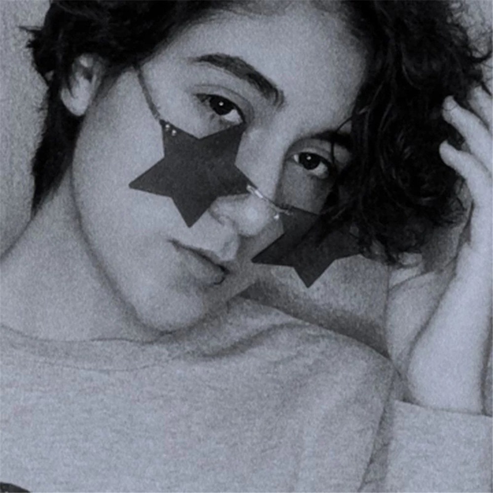 Kacamata Hitam Tanpa Bingkai Bentuk Pentagram Warna-Warni