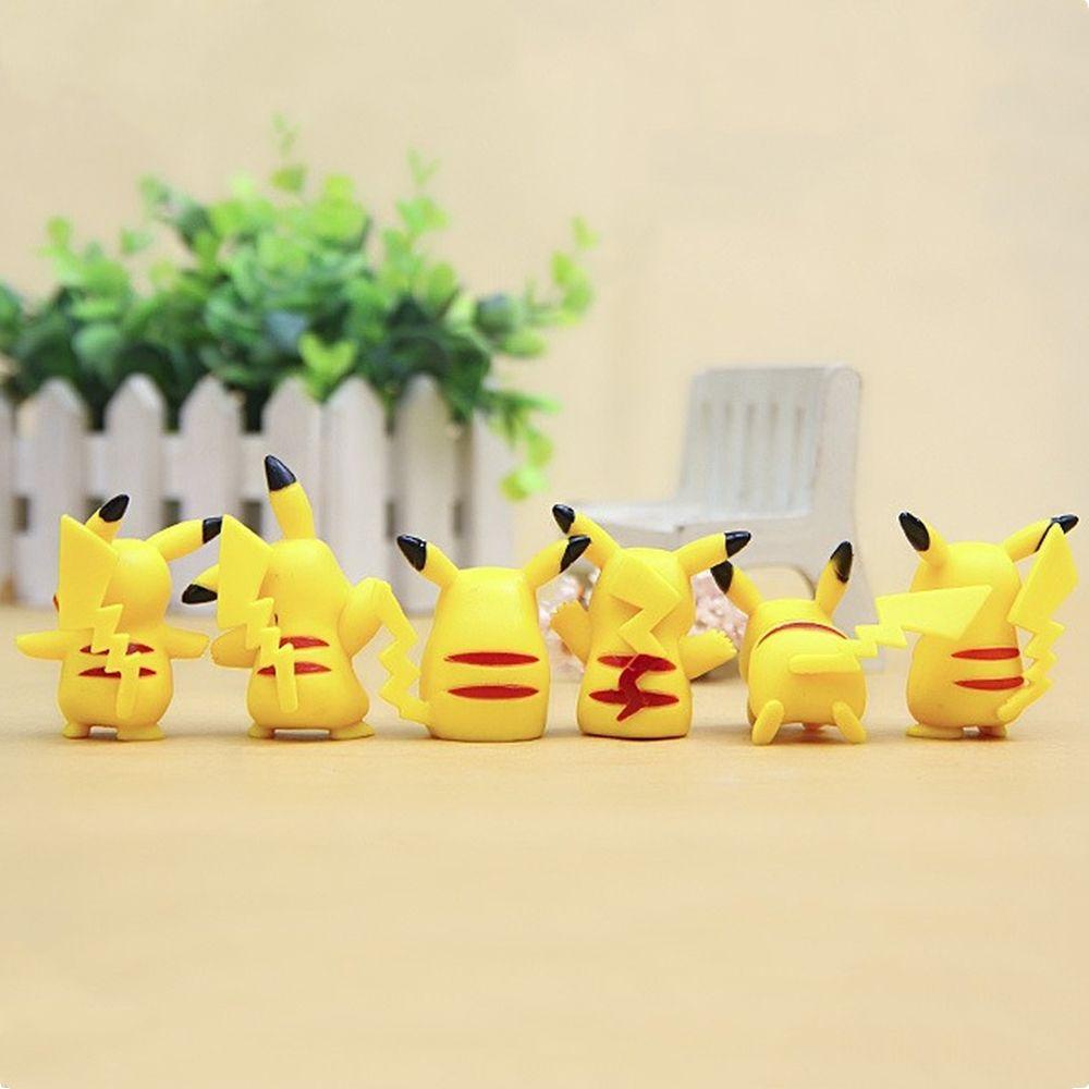 Lanfy Pikachu Figure Hadiah Ulang Tahun 6pcs/set Mainan Mini Anime PVC Pokemon