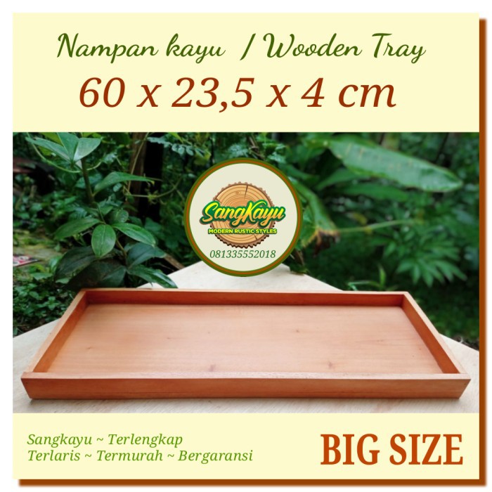 Nampan kayu nampan saji 60x23,5x4 full kayu wooden tray tatakan kayu