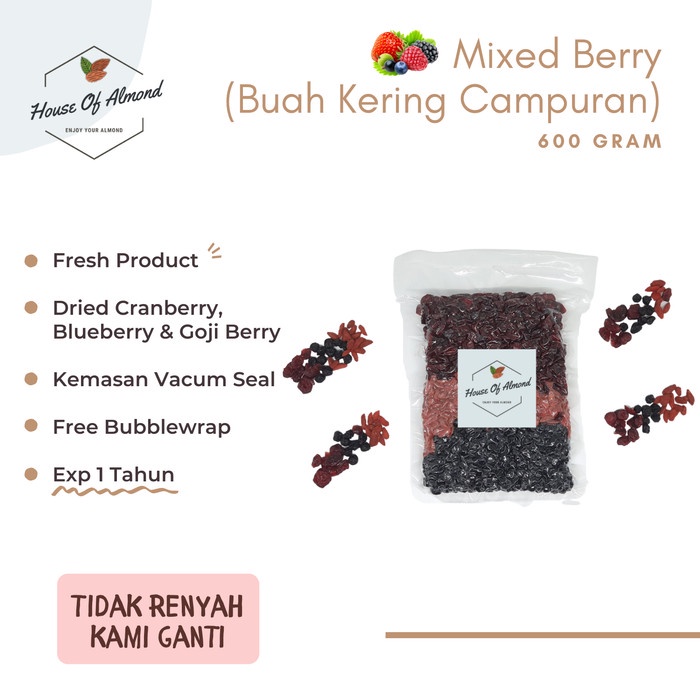 

Buah Kering - Mixed Berry (Buah Kering Campuran) 600Gr