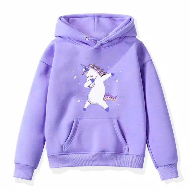 Sweater Anak Perempuan 4-13 Thn ll Jaket Anak Hoodie Unicorn-Kuda Poni