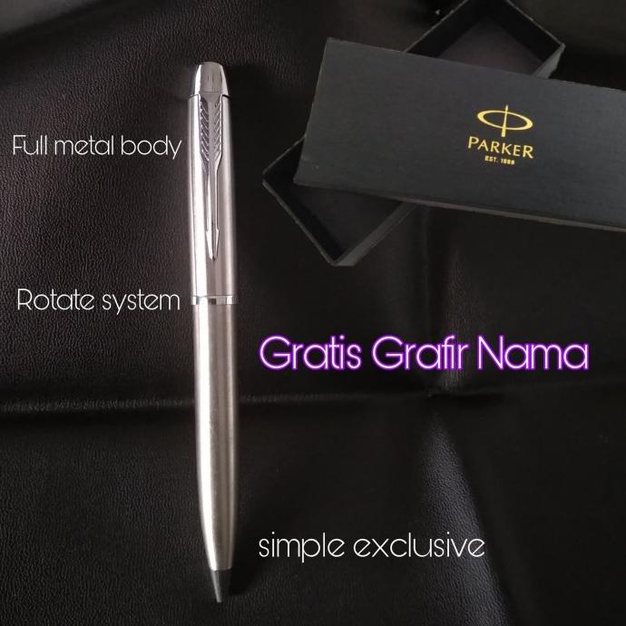 

pulpen parker exclusive stainless model putar gratis grafir nama