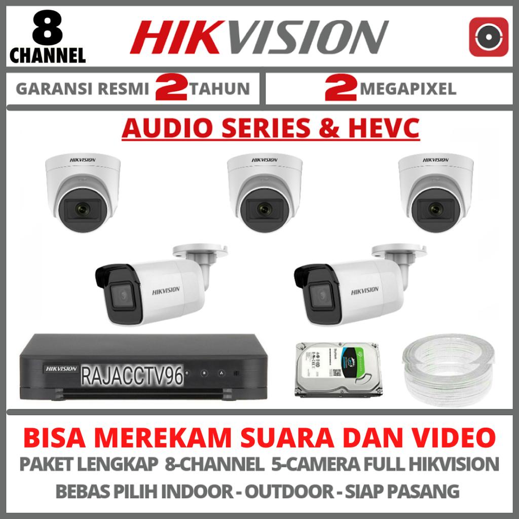 PAKET CCTV HIKVISION AUDIO SERIES 8 CHANNEL 5 CAMERA 2MP TURBO HD 1080P KAMERA CCTV