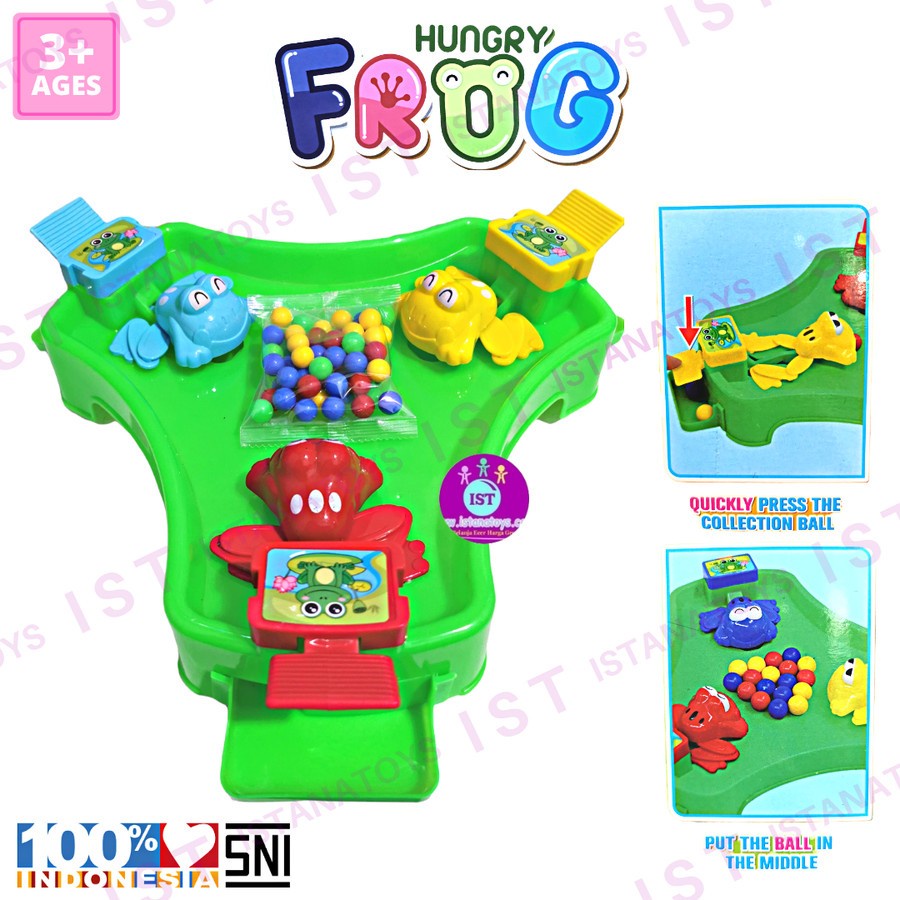 Mainan Edukasi Anak Hungry  Frog BEST SELLER  - Little Frog Eats Beans -Kodok Katak Makan Bola - Mainan Family Game