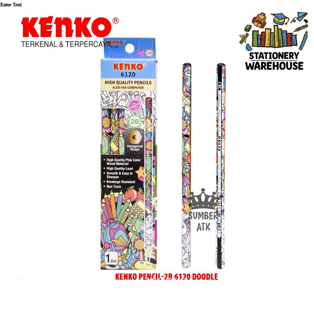 

KENKO PENCIL 2B-6120 Doodle Hexagonal / PENSIL 2B / PENSIL TULIS / PENSIL UJIAN