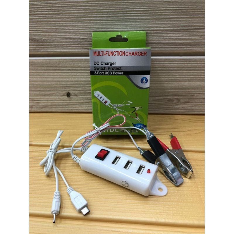 Charger Aki Motor 3USB 2in1 Casan Aki Motor 2in1 3USB