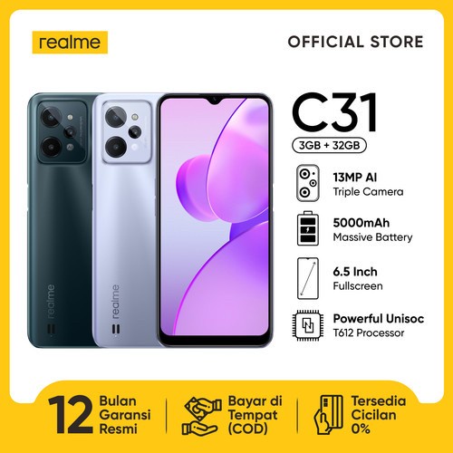 Realme C31 Ram 4GB Rom 64GB 4/64 & 3/32 Garansi Resmi Realme 1 Tahun - 3/32