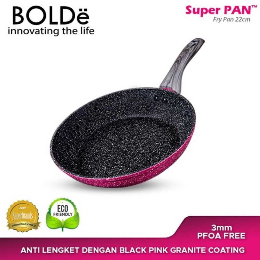 BOLDE Wajan Frypan 22 Cm Black Pink - Super Pan Black Pink