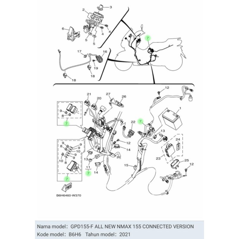 WIRE HARNESS KABEL BODY BODI ALL NEW NMAX CONNECTED ASLI ORI YAMAHA B6Y H2590 10