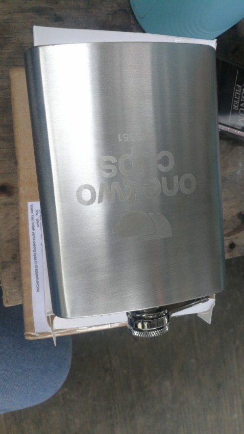 Botol Minum Wine Flask Stainless Steel Bentuk Kotak Flask Hip Square Shape 8oz - Silver