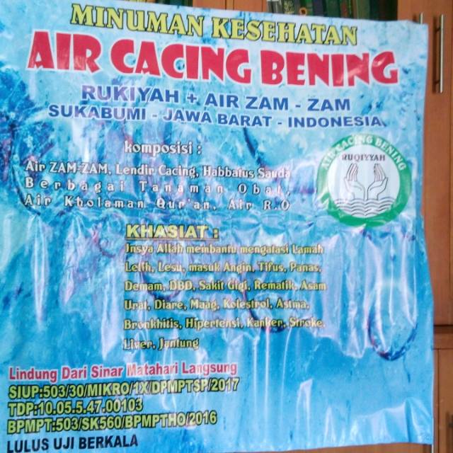 

Air cacing bening rukiyah + zamzam