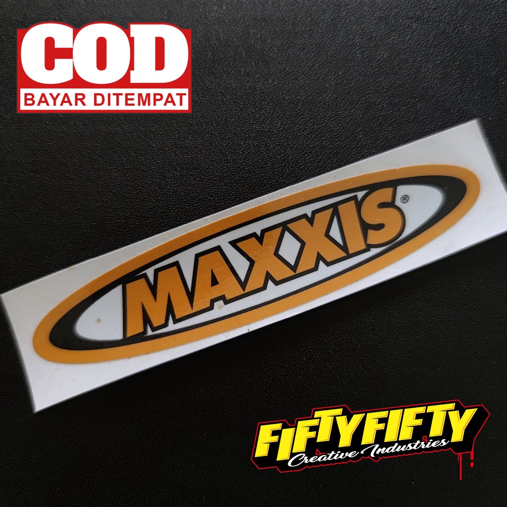 Stiker Print Cut MAXXIS Stiker Printing Laminasi Glossy Tahan Air Stiker Motor Mobil Helm Sudah Membentuk Pola Desain